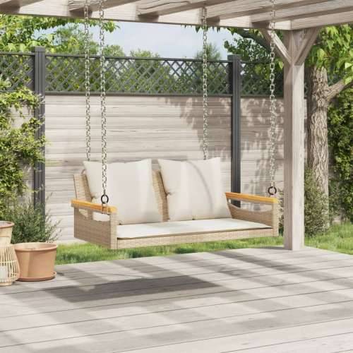 Klupa za ljuljanje s jastucima bež 109x62x40 cm od poliratana - Bež 109 x 62 x 40 cm 1 Da Cijena