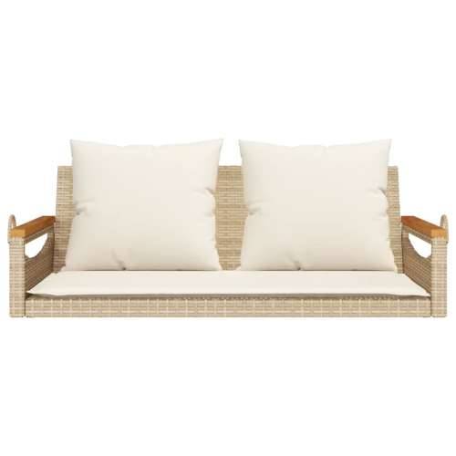 Klupa za ljuljanje s jastucima bež 109x62x40 cm od poliratana - Bež 109 x 62 x 40 cm 1 Da Cijena