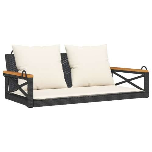 Klupa za ljuljanje s jastucima crna 109x62x40 cm od poliratana - Crna 62 x 109 x 40 cm 1 Da Cijena