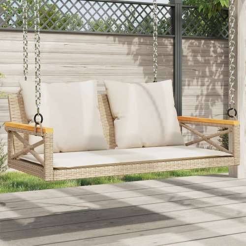 Klupa za ljuljanje s jastucima bež 109x62x40 cm od poliratana - Bež 62 x 109 x 40 cm 1 Da Cijena