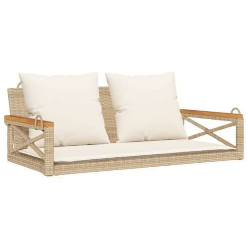 Klupa za ljuljanje s jastucima bež 109x62x40 cm od poliratana - Bež 62 x 109 x 40 cm 1 Da Cijena