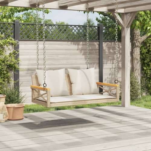 Klupa za ljuljanje s jastucima bež 109x62x40 cm od poliratana - Bež 62 x 109 x 40 cm 1 Da Cijena