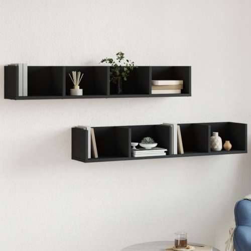 Zidni ormarići 2 kom crni 99x18x16,5 cm od konstruiranog drva - Crna 99 x 18 x16,5 cm 2 1 Cijena