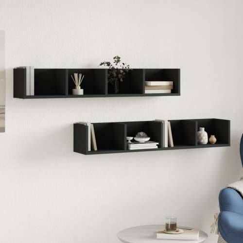 Zidni ormarići 2 kom crni 99x18x16,5 cm od konstruiranog drva - Crna 99 x 18 x16,5 cm 2 1 Cijena
