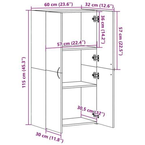 Ormarić za spise boja betona 60x32x115 cm konstruirano drvo - Beton siva 60 x 32 x 115 cm 1 Cijena