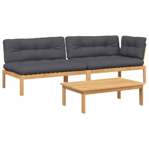Vrtna garnitura - 3-dijelni set vrtnih sofa od paleta s jastucima od drva bagrema - Antracit 1 Svjetlosmeđa Cijena