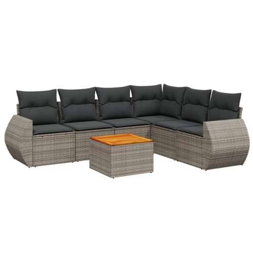 Vrtna garnitura - 7-dijelni set vrtnih sofa sivi od poliratana - Siva kutna + stol + 3x srednja 1 Cijena
