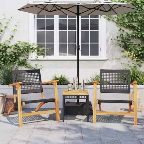 Vrtni stol crni 38 x 38 x 42 cm od poliratana i drva bagrema - Crna 1 Cijena