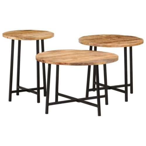 Uklapajući stolići za kavu 3 kom masivno drvo manga i željezo - 54 x 54 x 35 cm + 45 x 45 x 40 cm + 35 x 35 x 45 cm 1 Cijena