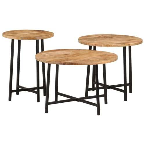 Uklapajući stolići za kavu 3 kom masivno drvo manga i željezo - 54 x 54 x 35 cm + 45 x 45 x 40 cm + 35 x 35 x 45 cm 1 Cijena
