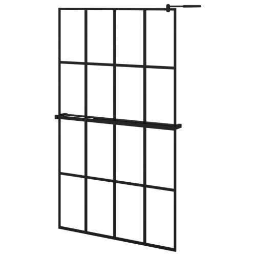 Pregrada za tuš s policom crna 118x190 cm staklo ESG i aluminij - Matirano 118 x 190 cm Mreže 4 x 4 Cijena