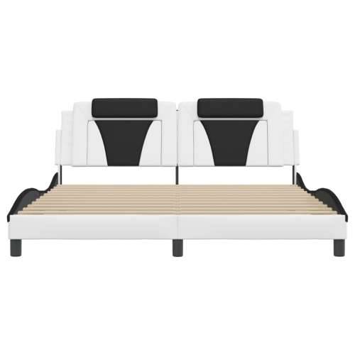 Okvir kreveta LED bijelo-crni 180 x 200 cm od umjetne kože - Bijela i crna 180 x 200 cm Cijena