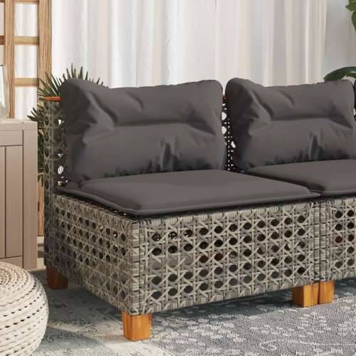 Vrtna sofa bez naslona za ruke s jastucima siva od poliratana - Siva 1 with carving Cijena