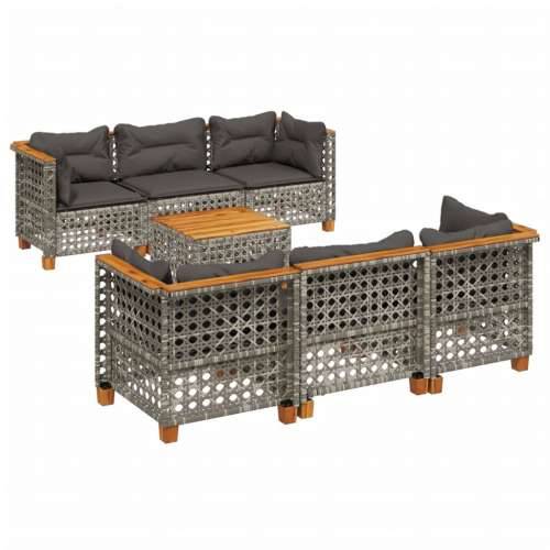 Vrtna garnitura - 7-dijelni set vrtnih sofa sivi od poliratana - Siva Linijsko tkanje 1 Cijena