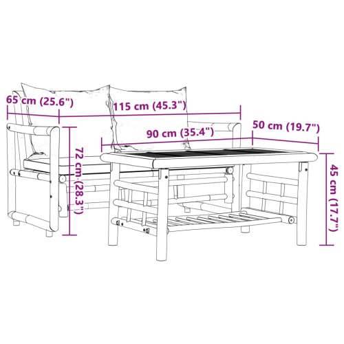 Vrtna garnitura - 2-dijelni set vrtnih sofa od bambusa s jastucima - Krem bijela 1 Cijena