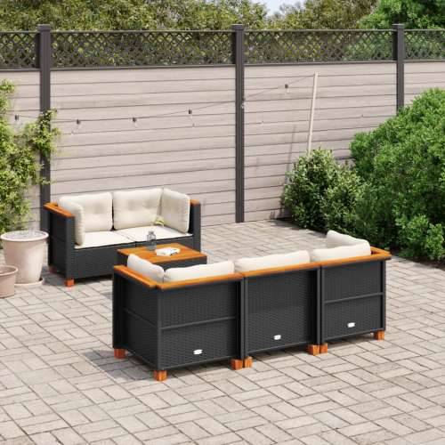 Vrtna garnitura - 6-dijelni set vrtnih sofa s jastucima crni od poliratana - Crna Puno tkanje 1 Cijena