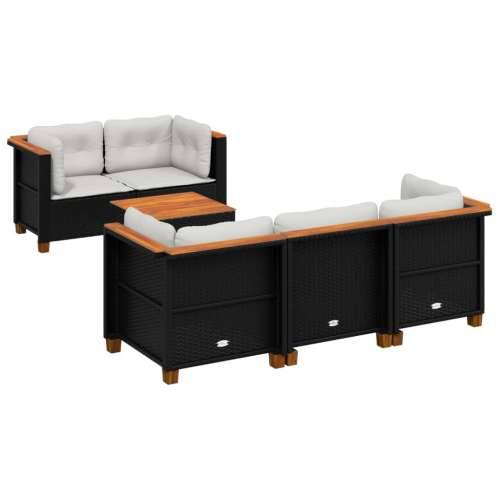 Vrtna garnitura - 6-dijelni set vrtnih sofa s jastucima crni od poliratana - Crna Puno tkanje 1 Cijena