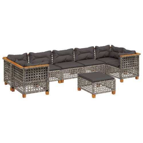 Vrtna garnitura - 8-dijelni set vrtnih sofa od poliratana s jastucima sivi - Siva Linijsko tkanje 1 Cijena