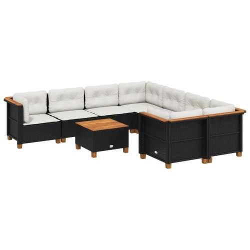 Vrtna garnitura - 9-dijelni set vrtnih sofa s jastucima crni od poliratana - Crna Puno tkanje 1 Cijena
