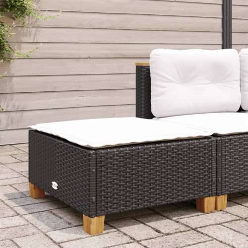 Vrtni tabure s jastukom crni 63,5x56x32 cm od poliratana - Crna 1 Puno tkanje Cijena