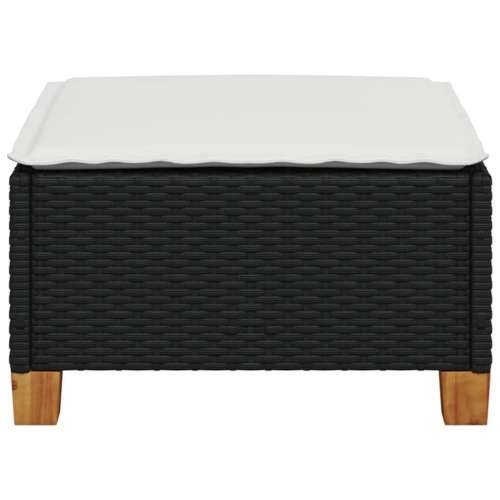 Vrtni tabure s jastukom crni 63,5x56x32 cm od poliratana - Crna 1 Puno tkanje Cijena