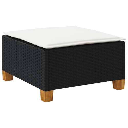 Vrtni tabure s jastukom crni 63,5x56x32 cm od poliratana - Crna 1 Puno tkanje Cijena
