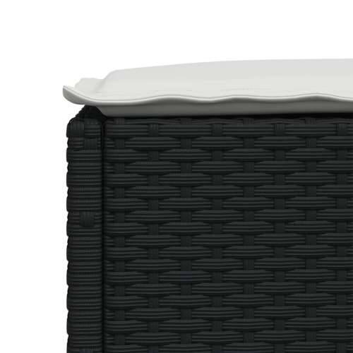 Vrtni tabure s jastukom crni 63,5x56x32 cm od poliratana - Crna 1 Puno tkanje Cijena