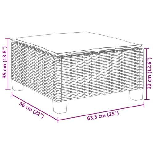 Vrtni tabure s jastukom crni 63,5x56x32 cm od poliratana - Crna 1 Puno tkanje Cijena