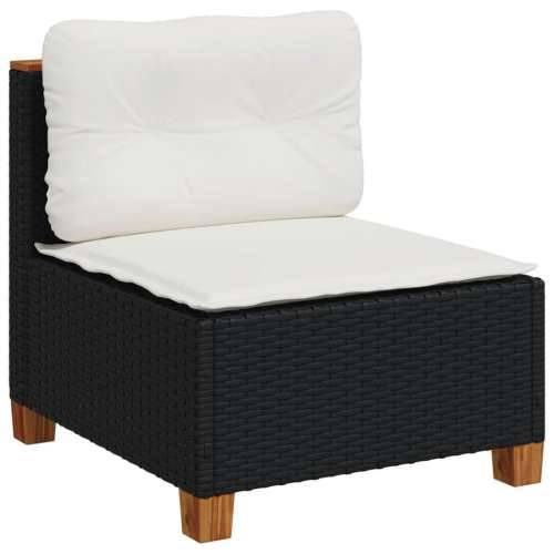 Vrtna garnitura - 7-dijelni set vrtnih sofa od poliratana s jastucima crni - Crna Sa stolom Puno tkanje 1 Cijena