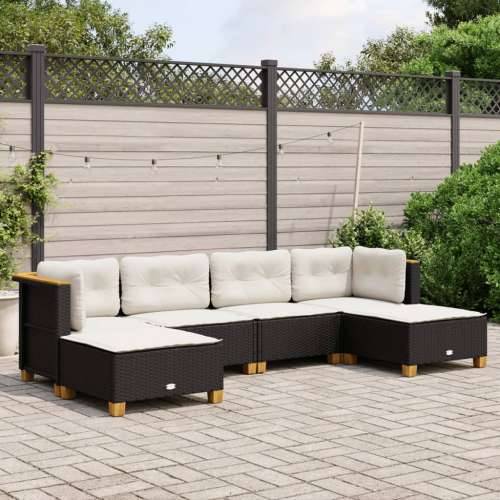 Vrtna garnitura - 6-dijelni set vrtnih sofa s jastucima crni od poliratana - Crna Puno tkanje 1 Cijena