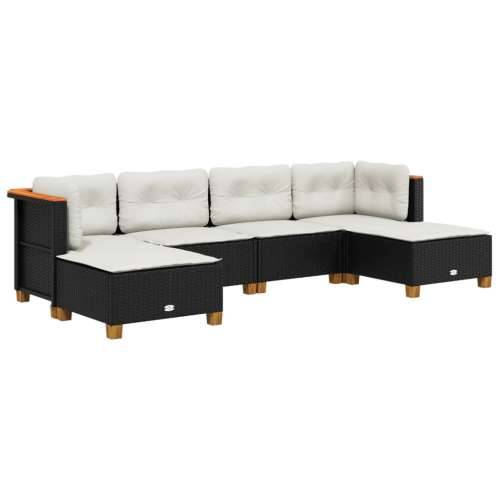 Vrtna garnitura - 6-dijelni set vrtnih sofa s jastucima crni od poliratana - Crna Puno tkanje 1 Cijena