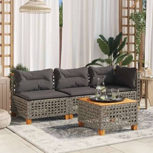 Kutna vrtna sofa od poliratana s jastucima siva - siva i tamnosiva 1 with carving Cijena