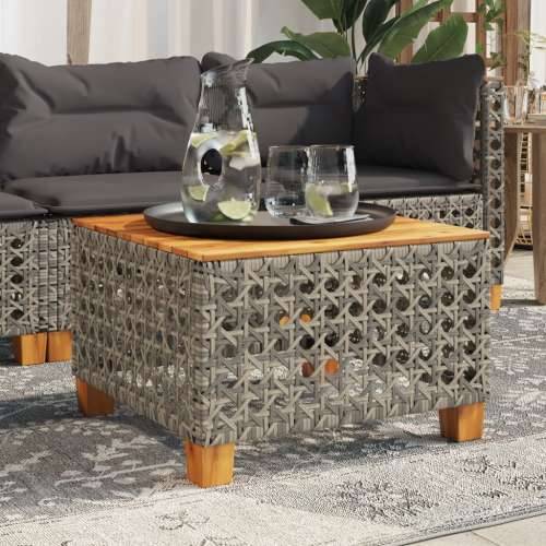 Vrtni stol sivi 55 x 55 x 36 cm od poliratana i bagremovog drva - Siva 1 tkanje s rupama Cijena