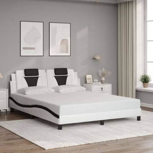 Okvir kreveta LED bijelo-crni 160 x 200 cm od umjetne kože Bijela i crna 160 x 200 cm Cijena