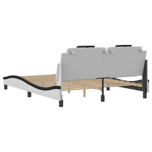Okvir kreveta LED bijelo-crni 160 x 200 cm od umjetne kože Bijela i crna 160 x 200 cm Cijena