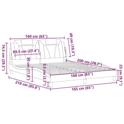Okvir za krevet s uzglavljem sivi 160x200 cm od umjetne kože - Siva 160 x 200 cm Cijena