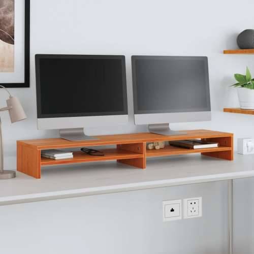 Stalak za monitor voštano smeđi 100x24x13cm od borovine - Voštano smeđa 1 Cijena