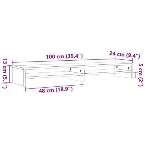 Stalak za monitor voštano smeđi 100x24x13cm od borovine - Voštano smeđa 1 Cijena