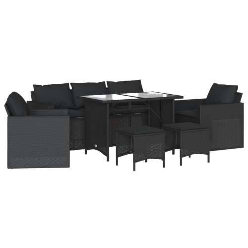 Vrtna garnitura - 6-dijelni set vrtnih sofa s jastucima crni od poliratana - Crna Stakl 1 Cijena