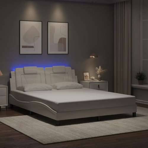 Okvir kreveta s LED svjetlima bijeli 160x200 cm od umjetne kože - Bijela 160 x 200 cm Cijena