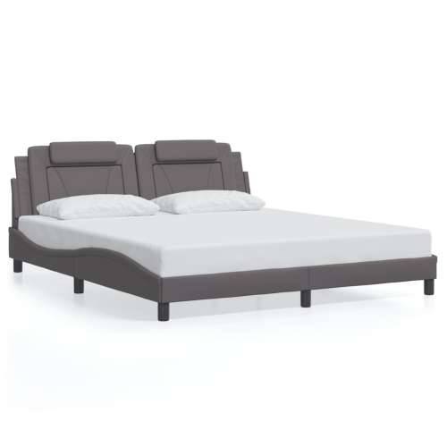 Okvir kreveta s LED svjetlima sivi 180 x 200 cm od umjetne kože - Siva 180 x 200 cm Cijena