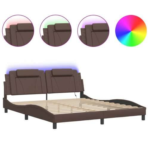 Okvir kreveta s LED svjetlima sivi 180 x 200 cm od umjetne kože - Siva 180 x 200 cm Cijena