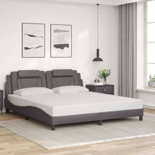 Okvir kreveta s LED svjetlima sivi 180 x 200 cm od umjetne kože - Siva 180 x 200 cm Cijena