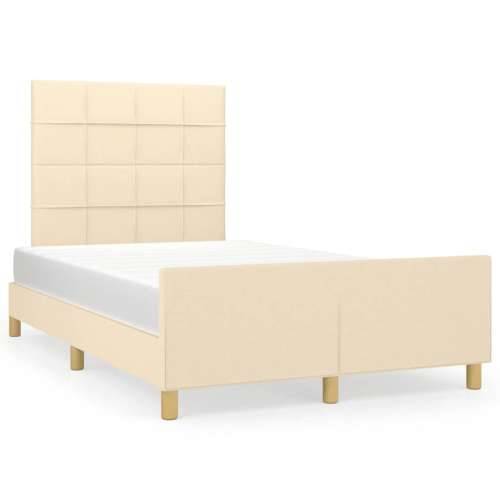 Okvir kreveta bez madraca krem 120x190 cm od tkanine - Krema 120 x 190 cm Blok s kvadratima Cijena