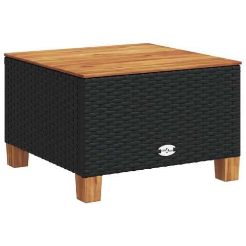 Vrtni stol crni 55 x 55 x 36 cm od poliratana i bagremovog drva - Crna 1 Puno tkanje Cijena
