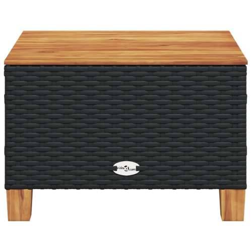 Vrtni stol crni 55 x 55 x 36 cm od poliratana i bagremovog drva - Crna 1 Puno tkanje Cijena