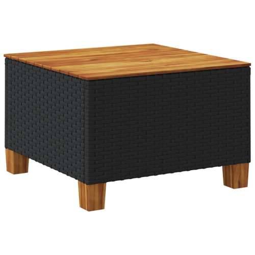 Vrtni stol crni 55 x 55 x 36 cm od poliratana i bagremovog drva - Crna 1 Puno tkanje Cijena