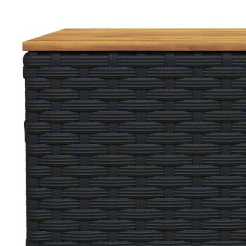 Vrtni stol crni 55 x 55 x 36 cm od poliratana i bagremovog drva - Crna 1 Puno tkanje Cijena