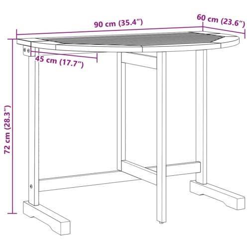 Sklopivi balkonski stol 90x60x72 cm od masivnog bagremovog drva - 1 polukružni Cijena