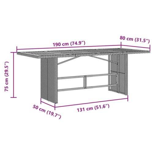 Vrtni stol sa staklenom pločom bež 190 x 80 x 75 cm poliratan - Bež 1 Stakl Cijena